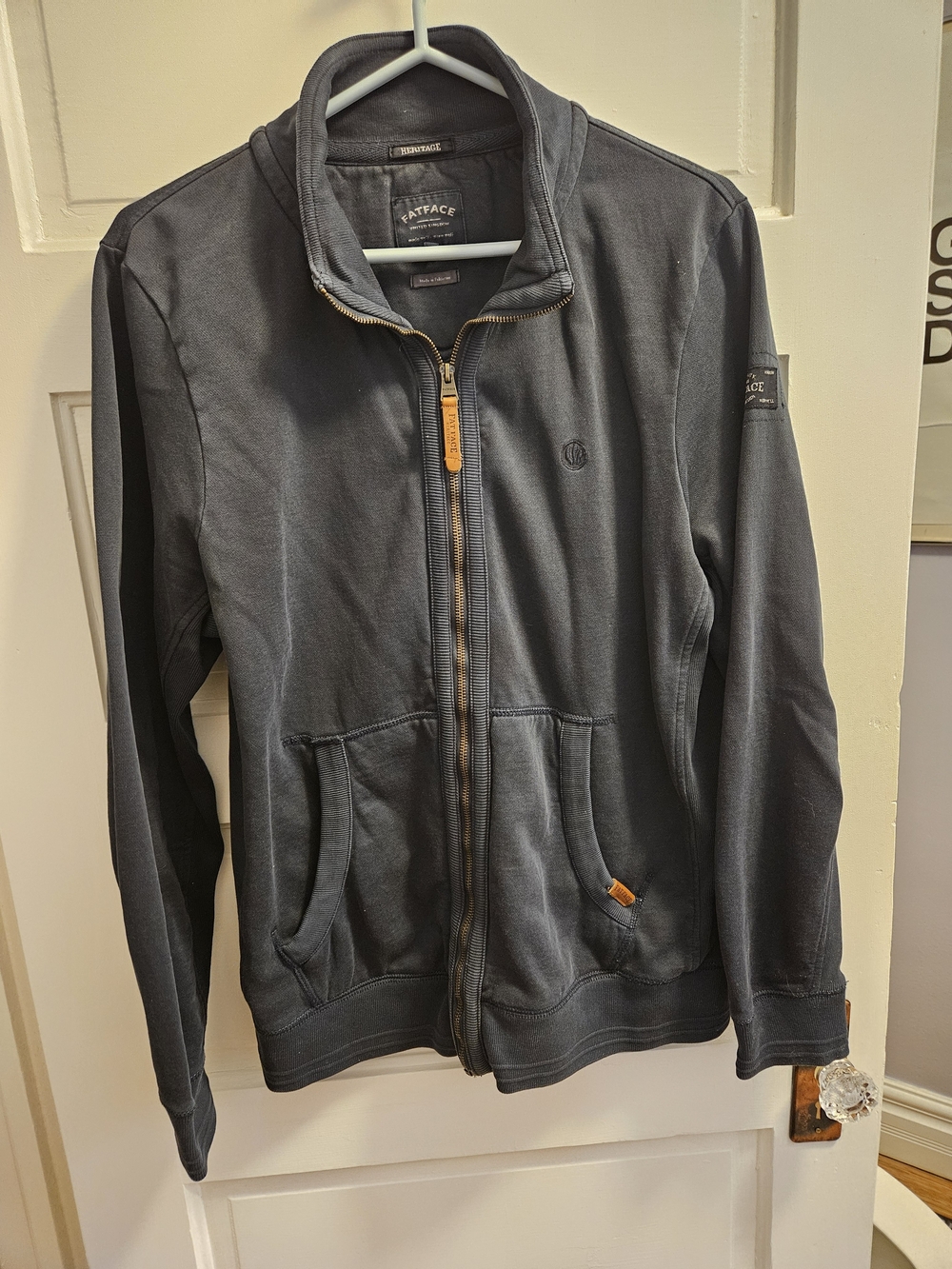 FatFace Men's Zip-Up Sweater Jacket in Dark Navy